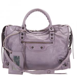 Pre Owned Balenciaga Purple Leather Motocross Classic City Satchel bag