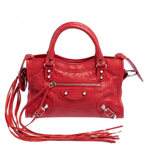 Pre Owned Balenciaga Sang Leather Mini Classic City Tote