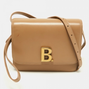 Balenciaga Beige Leather B Logo Crossbody Bag