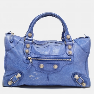 Pre Owned Balenciaga Blue Leather GSH Work Tote