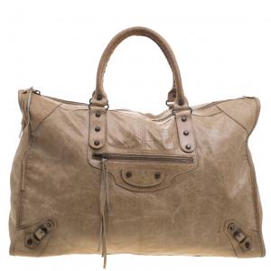 Pre Owned Balenciaga Oatmeal Leather XL RH City Tote