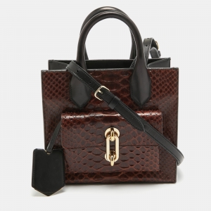 Balenciaga Brown/Black Python and Leather Mini Maillon All Afternoon Tote