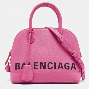 Pre Owned Balenciaga Pink Leather Small Ville Satchel
