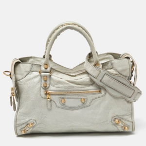 Pre Owned Balenciaga Mint Green Leather RH City Bag