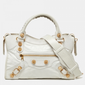 Balenciaga White Leather GGH Classic City Bag