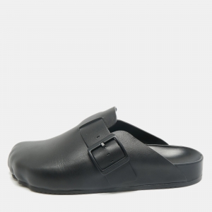 Balenciaga Black Leather Buckle Sunday Flat Mules Size 41
