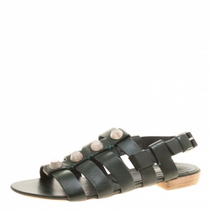 Balenciaga Green Leather Giant Gladiator Sandals Size 39