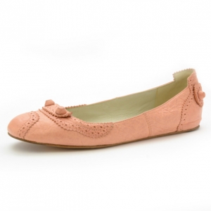 Pre Owned Balenciaga Peach Brogue Arena Ballet Flats Size 38