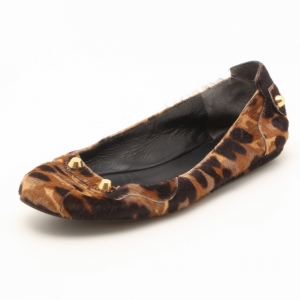Pre Owned Balenciaga Leopard Print Pony Hair Flats Size 37.5