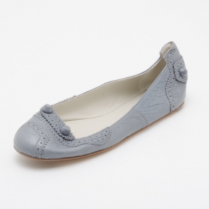 Pre Owned Balenciaga Grey Arena Brogues Ballet Flats Size 38.5