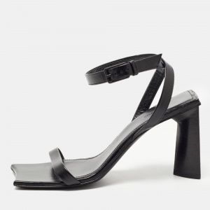 Balenciaga Black Leather Square Toe Sandals Size 36