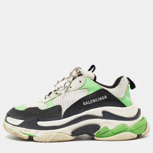 Balenciaga Multicolor Leather and Mesh Triple S Sneakers Size 41