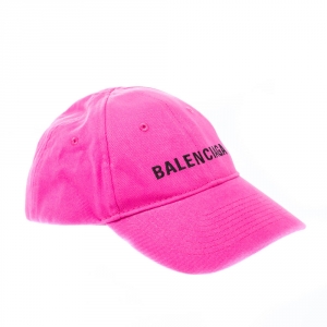 Balenciaga Pink Cotton Embroidered Logomania Baseball Cap L
