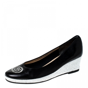 Ballin Black Leather Wedge Pumps Size 41
