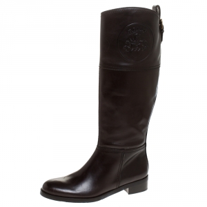 Bally Brown Leather Knee Length Boots Size 39