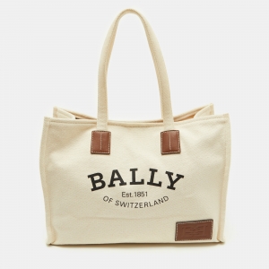 Bally Off Beige Canvas Crystalia Shopping Tote