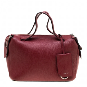 Bally Red Leather and Canvas Kissen Satchel