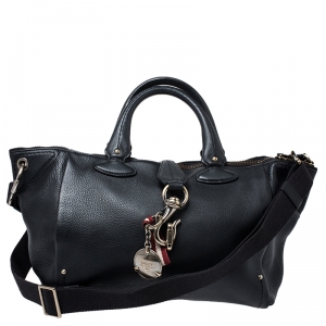 Bally Black Leather Flap Satchel