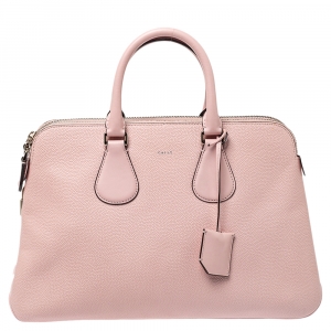 Bally Pink Leather Double Zip Satchel