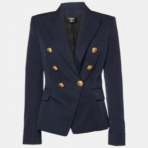 Pre Owned Balmain Navy Blue Wool Blazer M