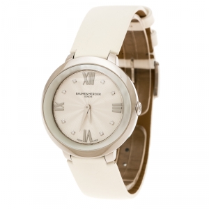 Baume & Mercier Silver White Stainless Steel Promesse MOA10177 Women's Wristwatch 34 mm