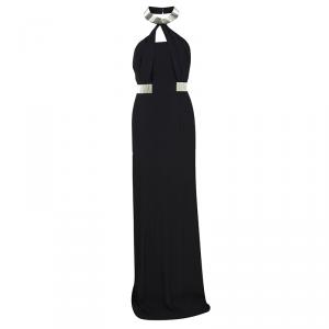 Pre Owned Boss by Hugo Boss Black Embellished Halter Neck Maxi Gown S