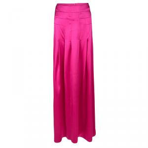 Pre Owned Boss by Hugo Boss Pink Silk Satin Varana Maxi Skirt L