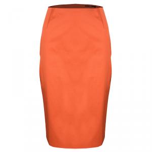 Pre Owned Boss By Hugo Boss Orange Cotton Vilica Pencil Skirt M