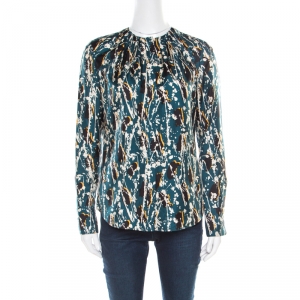 Pre Owned Boss by Hugo Boss Multicolor Splatter Printed Silk Long Sleeve Banora Blouse S
