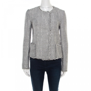Pre Owned Boss Orange by Hugo Boss Monochrome Tweed Boucle Jacket M