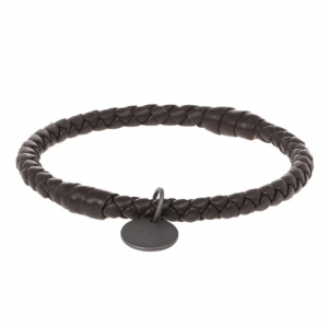 Pre Owned Bottega Veneta Intrecciato Nappa Dark Brown Bracelet S