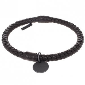 Pre Owned Bottega Veneta Dark Brown Intrecciato Nappa Bracelet Size M
