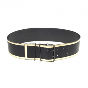 Pre Owned Bottega Veneta Black Leather Waist Belt 85 CM