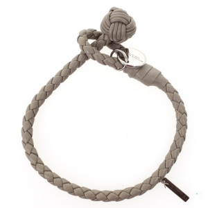 Pre Owned Bottega Veneta Beige Woven Intrecciato Leather Knot Bracelet 25 CM