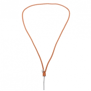 Bottega Veneta Orange Intrecciato Leather Phone Strap