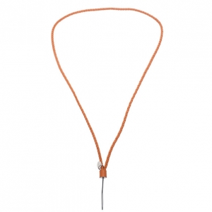 Bottega Veneta Orange Intrecciato Leather Phone Strap