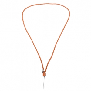Bottega Veneta Orange Intrecciato Leather Phone Strap