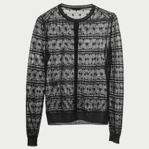 Bottega Veneta Black Crochet Knit Buttoned Cardigan S