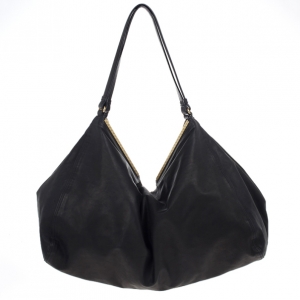 Bottega Veneta Black Nero Waxed Leather Metal Bag