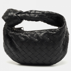 Pre Owned Bottega Veneta Black Intrecciato Leather Mini Jodie Hobo
