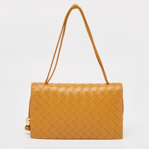 Pre Owned Bottega Veneta Tan Intrecciato Leather Trio Pouch Bag