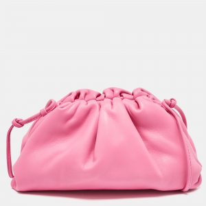Pre Owned Bottega Veneta Pink Leather Mini The Pouch Bag