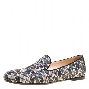 Pre Owned Bottega Veneta Printed Leather Smoking Slippers Size 36.5
