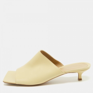 Pre Owned Bottega Veneta Beige Leather Stretch Slide Sandals Size 40