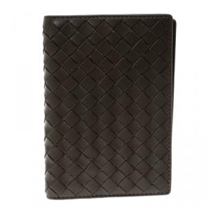 Bottega Veneta Grey Intrecciato Leather Passport Holder 