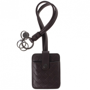 Pre Owned Bottega Veneta Brown Intrecciato Leather Key Pouch