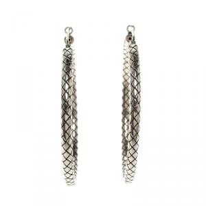 Bottega Veneta Intrecciato Braided Silver Hoop Earrings