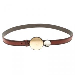 Bottega Veneta Brown Leather Sphere Buckle Belt 90cm