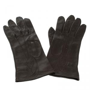 Bottega Veneta Dark Brown Leather Gloves 
