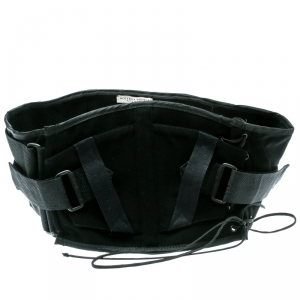 Bottega Veneta Black Velcro Strap Tie Detail Corset Belt S